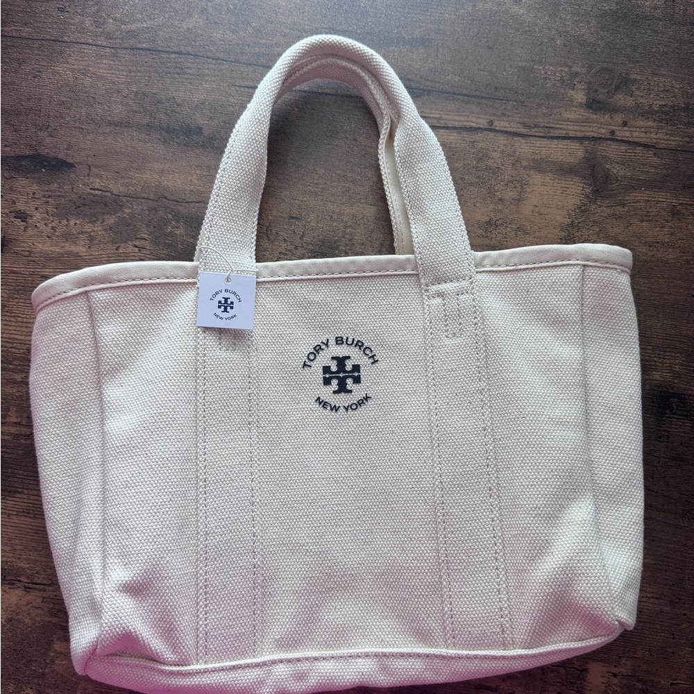 Tory Burch Natural Canvas Mini Tote Bag - Picture 3 of 14
